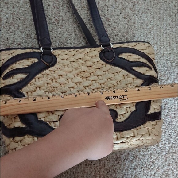 Brighton Scroll weaved straw tote purse leather - butterfly design - Picture 13 of 16